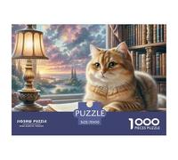 Chat Couche graduelle Or Court 1000 Pièces Puzzles pour Adultes Et Enfants Animal de Compagnie Difficile Et Stimulant Parfait Les Amateurs De Détente Collection 70x50cm/1000pcs