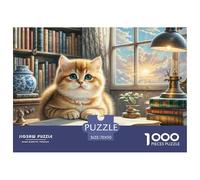 Chat Couche graduelle Or Court 1000 Pièces Puzzles pour Adultes Et Enfants sur Le Thème De Animal de Compagnie Jeu Éducatif Activité Familiale Parfaite Jeu Relaxant 70x50cm/1000pcs