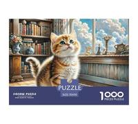 Chat Couche graduelle Or Court 1000 Pièces Puzzles pour Adultes sur Le Thème De Animal de Compagnie Cadeau Stimulant Parfait Décoration De La Maison 70x50cm/1000pcs