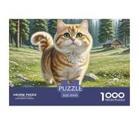 Chat Couche graduelle Or Court 1000 Pièces Puzzles pour Adultes sur Le Thème De Animal de Compagnie Classique Cadeau Stimulant Parfait Art Classique 70x50cm/1000pcs