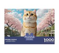 Chat Couche graduelle Or Court 1000 Pièces Puzzles pour Adultes sur Le Thème De Animal de Compagnie Impossible Loisir Détente Écologique Jeu Relaxant 38x26cm/1000pcs