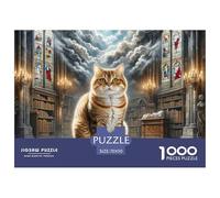 Chat Couche graduelle Or Court 1000 Pièces Puzzles pour Adultes sur Le Thème De Animal de Compagnie Premium Quality Difficile Et Stimulant Parfait pour Les Amateurs Art Classique 70x50cm/1000pcs