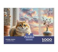 Chat Couche graduelle Or Court Puzzles 1000 Pièces pour Adultes Animal de Compagnie Classique Impossible Loisir Détente Écologique Art Classique 70x50cm/1000pcs