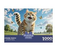 Chat Couche graduelle Or Court Puzzles 1000 Pièces pour Adultes Et Enfants Animal de Compagnie Premium Quality Difficile Et Stimulant Activité Familiale Parfaite Jeu Relaxant 38x26cm/1000pcs