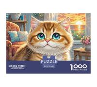 Chat Couche graduelle Or Court Puzzles 1000 Pièces pour Adultes Et Enfants sur Le Thème De Animal de Compagnie Jeu Éducatif Loisir Matériaux Recyclés 70x50cm/1000pcs