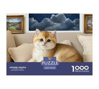 Chat Couche graduelle Or Court Puzzles 1000 Pièces pour Adultes sur Le Thème De Animal de Compagnie Premium Quality Cadeau Stimulant Loisir Matériaux Recyclés 70x50cm/1000pcs