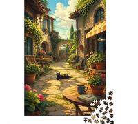 Chat Cour Intérieur Puzzle Mini 1000 Pièces pour Adultes | 38x26cm Carton Décor Maison Découpe Précise Cadeau Anniversaire Détente Esprit