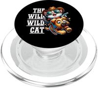 Chat Cowboy Dessin Animé Montant Un Chien, The Wild Wild Cat PopSockets PopGrip pour MagSafe