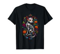 Chat Crâne Jour des Morts T-Shirt Graphique avec Valeur