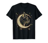Chat Croissant de Lune Gothique Sorcière Noir Amoureux chats T-Shirt