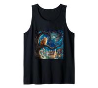 Chat dans Un Arbre avec Ciel étoilé Bleu après Gustav Klimt Débardeur