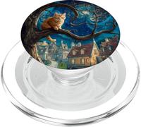 Chat dans Un Arbre avec Ciel étoilé Bleu après Gustav Klimt PopSockets PopGrip pour MagSafe