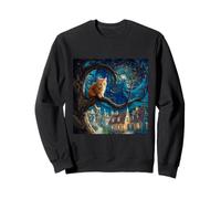 Chat dans Un Arbre avec Ciel étoilé Bleu après Gustav Klimt Sweatshirt