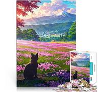 Chat dans Un Champ de Fleurs Puzzles pour Adolescents de 1000 pièces défi éducatif est idéal comme Cadeau pour Toute la Famille 38x26cm