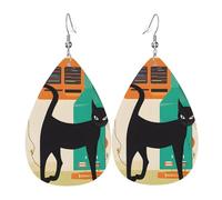 Chat d'art moderne du milieu du siècle. Cette boucle d'oreille en cuir ressemble à un pendentif goutte d'eau, tendance et polyvalente, hypoallergénique, taille unique