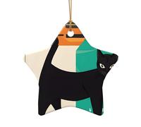 (Chat d'art moderne du milieu du siècle) en céramique imprimé arbre de Noël 1 pièce ornements de Noël pour nouvelle forme d'étoile