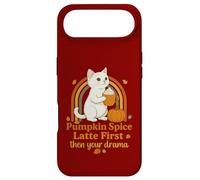Chat d'automne Amusant Citrouille Spice Latte First Then Your Drama Coque pour iPhone Air