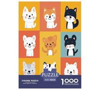 Chat de Dessin animé Puzzle 1000 Pièces Animaux pour Adultes Family Games Décoration Intérieure Jeux Éducatifs Cadeaux d'anniversaire pour Noël Tueur Ennuyeux 38x26cm/1000pcs