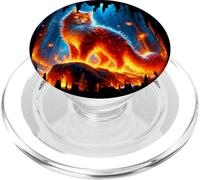 Chat de feu enflammé - Art mystique - Animal spirituel enchanté PopSockets PopGrip pour MagSafe