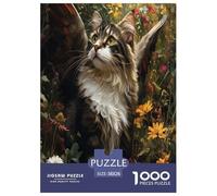 Chat de forêt norvégien Puzzle 1000 Pieces Cadeau Unique Jeu Éduchatif Défi Jouet À De Qualité Supérieure Peinture Art pour Adultes Et Enfants À Partir De 14 Ans 38x26cm/1000pcs