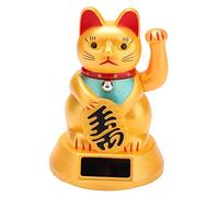 Chat de fortune, Adorable chat porte-bonheur Maneki Neko agitant les bras, Chat d'accueil accueillant à énergie solaire pour la maison/les magasins/décoration de voiture/restaurant (or)