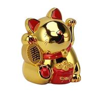 Chat de Fortune, Chat de Fortune de Bras Onduleux électrique Vif en Plastique de 5,5 Pouces pour le Bureau de Caissier de Voiture (MLY11020-4 Or)