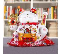 Chat De Fortune, Chat KY Japonais, Chat Agitant Le Bras Good K Richesse Fortune Chat Accueillant Feng Shui Fortune Cat Signifiant Que Les Affaires sont en Plein Essor pour Le Bureau, A, 11 inch