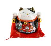 Chat de Fortune en Céramique Chinoise, Statue de Chat Chanceux Figurines Banque Chanceuse 4,5 Pouces Exquis Mignon Apporter Chance Bon Vœu Pot d'économie de Fortune en Céramique (Noire)