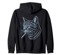 Chat de Fumer Bleu rétro Art de la Cigarette féline Sweat à Capuche