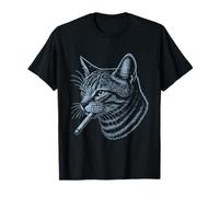 Chat de Fumer Bleu rétro Art de la Cigarette féline T-Shirt