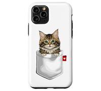 Chat de la forêt norvégienne dans Une Poche Qui Regarde Un Chaton Mignon Coque pour iPhone 11 Pro