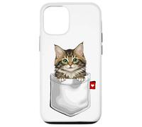 Chat de la forêt norvégienne dans Une Poche Qui Regarde Un Chaton Mignon Coque pour iPhone 12/12 Pro