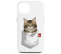 Chat de la forêt norvégienne dans Une Poche Qui Regarde Un Chaton Mignon Coque pour iPhone 13