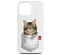 Chat de la forêt norvégienne dans Une Poche Qui Regarde Un Chaton Mignon Coque pour iPhone 13 Pro Max