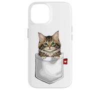 Chat de la forêt norvégienne dans Une Poche Qui Regarde Un Chaton Mignon Coque pour iPhone 14