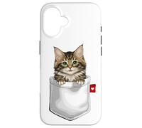 Chat de la forêt norvégienne dans Une Poche Qui Regarde Un Chaton Mignon Coque pour iPhone 16