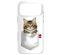 Chat de la forêt norvégienne dans Une Poche Qui Regarde Un Chaton Mignon Coque pour iPhone 17 Pro Max