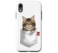 Chat de la forêt norvégienne dans Une Poche Qui Regarde Un Chaton Mignon Coque pour iPhone XR