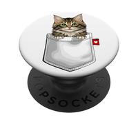 Chat de la forêt norvégienne dans Une Poche Qui Regarde Un Chaton Mignon PopSockets PopGrip Adhésif