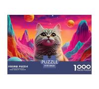 Chat de lEspace Puzzle 1000 Pièces Puzzle pour Adultes Planète Fantastique Coffret Puzzle 1000 Pièces Relaxation Décoration Maison 38x26cm/1000pcs