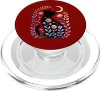 Chat de Minuit et Croissant - Scène de Jardin Lunaire enchanté PopSockets PopGrip pour MagSafe