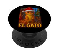 Chat de Noël Amusant El Gato Mignon Noël Kitty Meme PopSockets PopGrip Adhésif