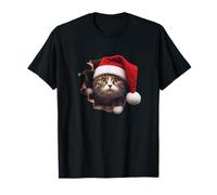 Chat De Noël - Bonnet Rouge et Regard Curieux T-Shirt