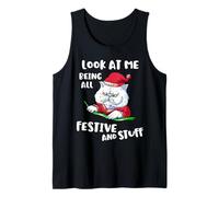 Chat de Noël Funny Look at Me Being All Festive and Stuff Débardeur