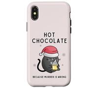 Chat de Noël Mignon « Hot Chocolate Because Murder is Wrong » Coque pour iPhone X/XS