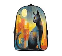 chat de nuit imprimé sac à dos solide et robuste cool sac scolaire de voyage 2 compartiment pour adolescent et adulte résumé urbain sac à dos 3d imprimé-16,garcon fille pour les voyages les affaires