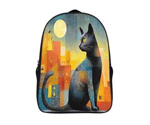 chat de nuit imprimé sac à dos solide et robuste cool sac scolaire de voyage 2 compartiment pour adolescent et adulte résumé urbain sac à dos 3d imprimé-16,garcon fille pour les voyages les affaires