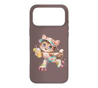 Chat de Patin à roulettes d'été Mignon Chaton Kawaii Tropica Coque pour iPhone 17 Pro Max