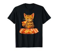 Chat de pizza mignon dessin animé, amour manger pizza T-Shirt