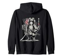 Chat de samouraï Japonais Art du Katana Guerrier Sweat à Capuche